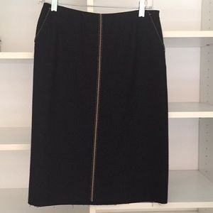 J Crew black wool skirt with beige stitching. Sz 2